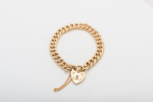 9ct Curb Link Padlock Bracelet