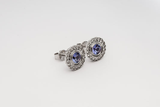 Tanzanite and Diamond Studs