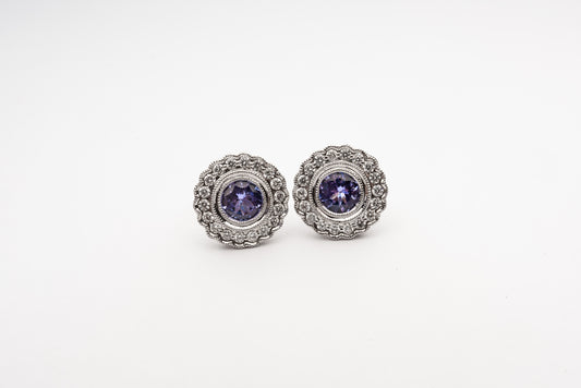 Tanzanite and Diamond Studs