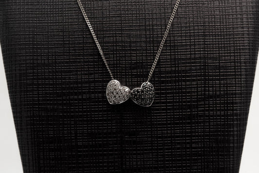 White And Black Diamond Heart Pendant