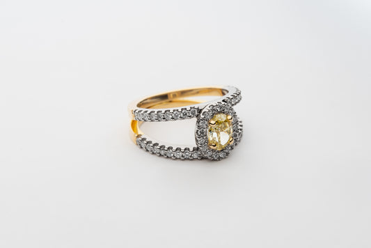 0.71ct Fancy Yellow Diamond Split Halo