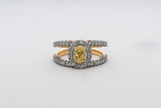 0.71ct Fancy Yellow Diamond Split Halo