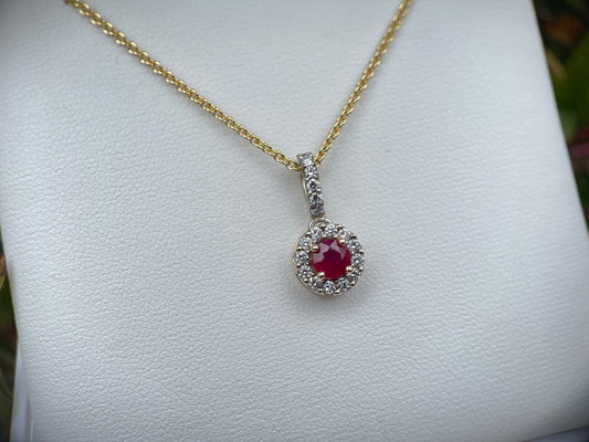 Ruby And Diamond Drop Pendant