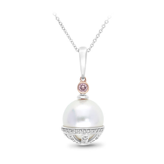 Argyle Pink Diamond And South Sea Pearl Pendant